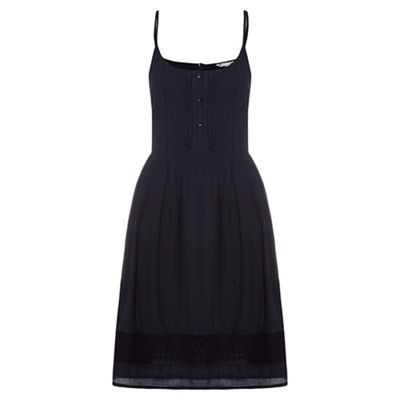 Black strappy cotton embroidered dress